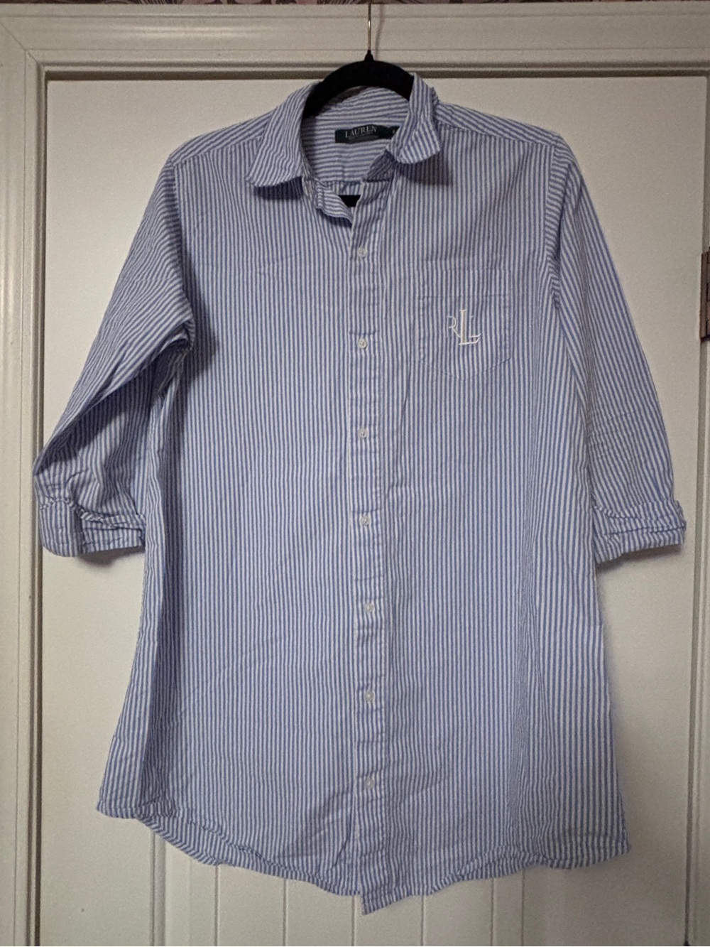 Ralph Lauren Blue and White Striped Mini Dress, Small